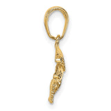 10k Yellow Gold Whale Pendant with Mother and Calf Design, Nautical Ocean Animal Theme