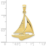 10k Yellow Gold Sailboat Pendant, Nautical Maritime Design Charm for Men or Women