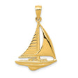 10k Yellow Gold Sailboat Pendant, Nautical Maritime Design Charm for Men or Women