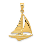 10k Yellow Gold Sailboat Pendant, Nautical Maritime Design Charm for Men or Women