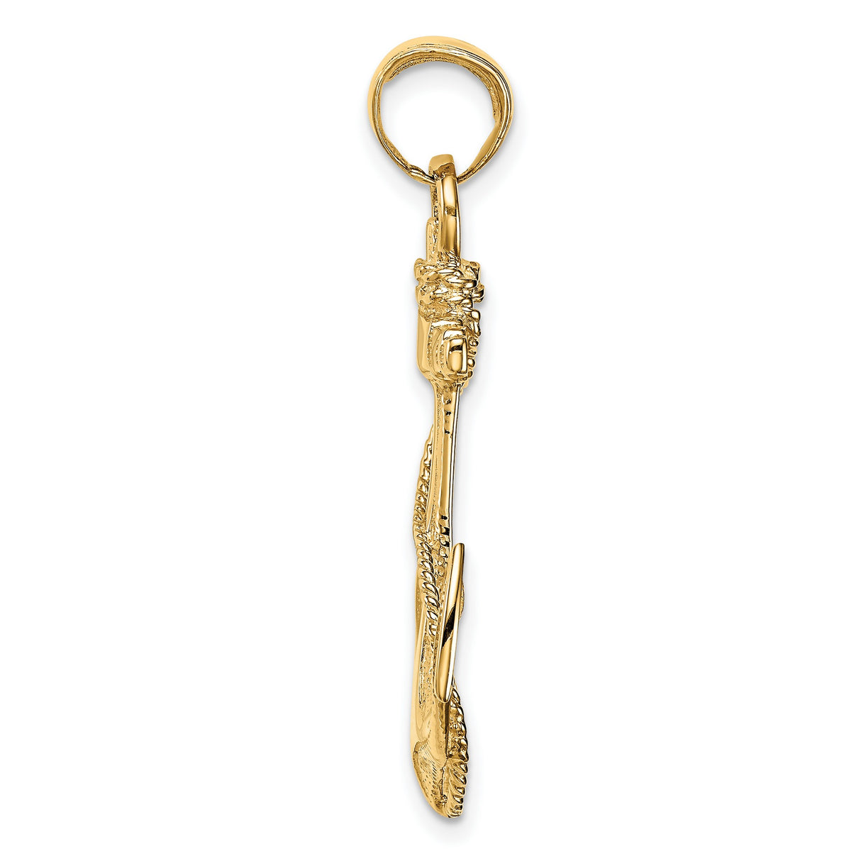 2-D Anchor with Rope Charm Pendant in Real 10k Yellow Gold