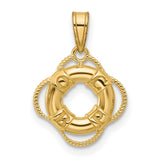 10k Yellow Gold Life Preserver Pendant with Nautical Rope Detail, Maritime Charm