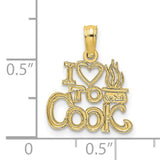 10k Yellow Gold Pendant with Heart and Steaming Pot Design, Cooking Theme Charm for Chefs