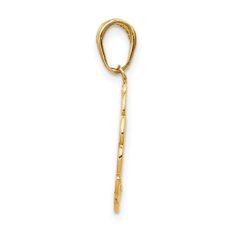 10k Yellow Gold Hummingbird Pendant with Flower Design and Scalloped Openwork Frame