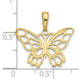 10k Yellow Gold Butterfly Pendant with Openwork Design, Nature-Inspired Charm for Women
