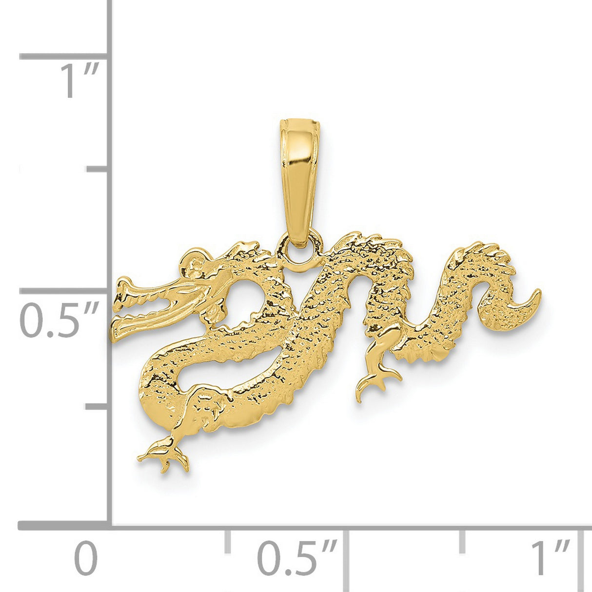 10k Yellow Gold Dragon Pendant with Serpentine Design, Mythical Asian Symbol of Strength and Power