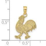 10k Yellow Gold Rooster Pendant, Detailed Zodiac Animal Design for Men or Unisex
