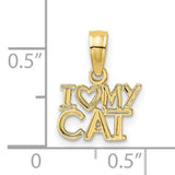 I HEART MY CAT Charm Pendant in Real 10k Yellow Gold
