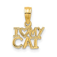I HEART MY CAT Charm Pendant in Real 10k Yellow Gold