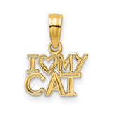 I HEART MY CAT Charm Pendant in Real 10k Yellow Gold