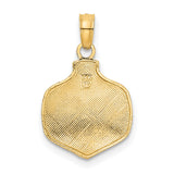10k Yellow Gold Pendant with Our First Christmas Phrase and Holly Leaf Accents