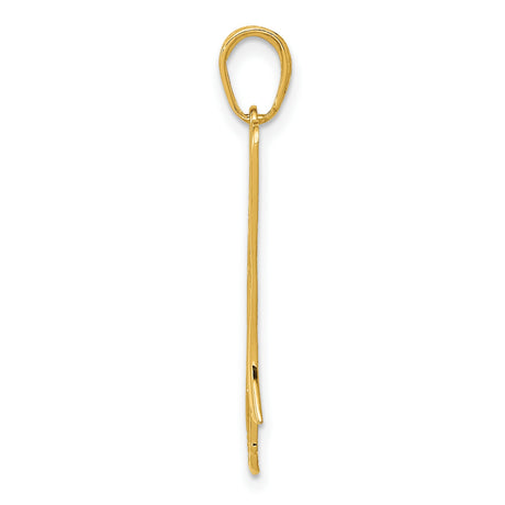 10k Yellow Gold Trombone Pendant Charm, Musical Instrument Design for Musicians and Music Lovers