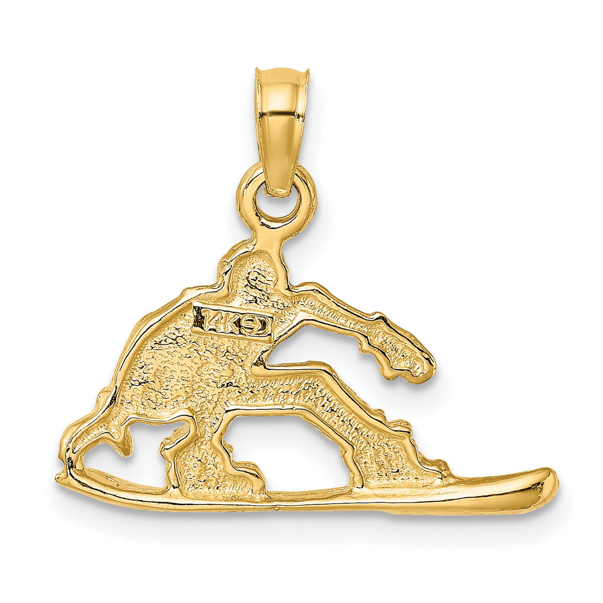 10k Yellow Gold Snowboarder Pendant with Detailed Winter Sports Figure for Men or Unisex