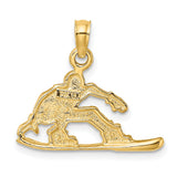 10k Yellow Gold Snowboarder Pendant with Detailed Winter Sports Figure for Men or Unisex