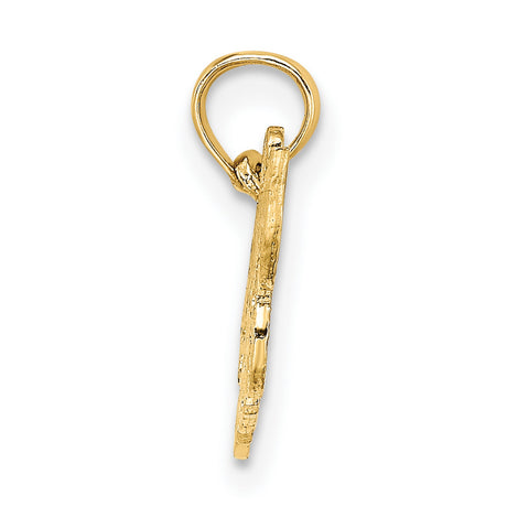 10k Yellow Gold Hockey Mom Pendant, Sports Charm with Script Lettering for Mothers