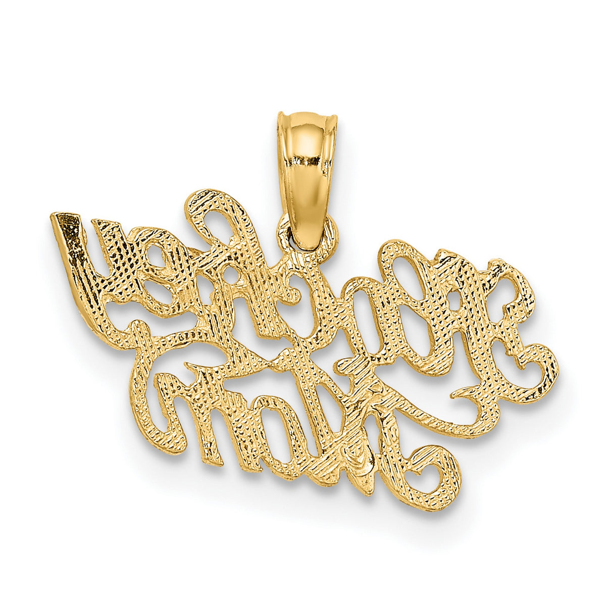 10k Yellow Gold Hockey Mom Pendant, Sports Charm with Script Lettering for Mothers
