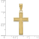 10k Yellow Gold Cross Pendant with Matte Satin Finish and Milgrain Detailing