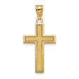 10k Yellow Gold Cross Pendant with Matte Satin Finish and Milgrain Detailing