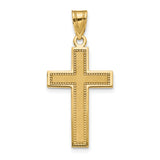 10k Yellow Gold Cross Pendant with Matte Satin Finish and Milgrain Detailing
