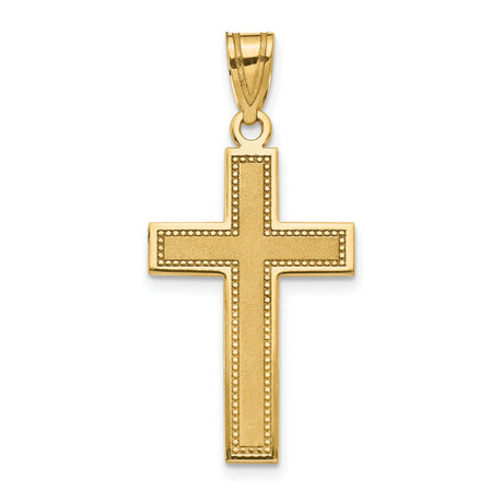 Large Satin Cross Charm Pendant in Real 10k Yellow Gold