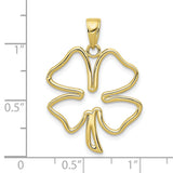 10k Yellow Gold Four Leaf Clover Pendant, Open Design Lucky Clover Charm for Women