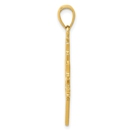 10k Yellow Gold Maple Leaf Pendant with Openwork Design, Nature Inspired Charm