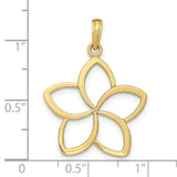 10k Yellow Gold Lotus Pendant with Openwork Five Petal Flower Design