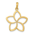 10k Yellow Gold Lotus Pendant with Openwork Five Petal Flower Design