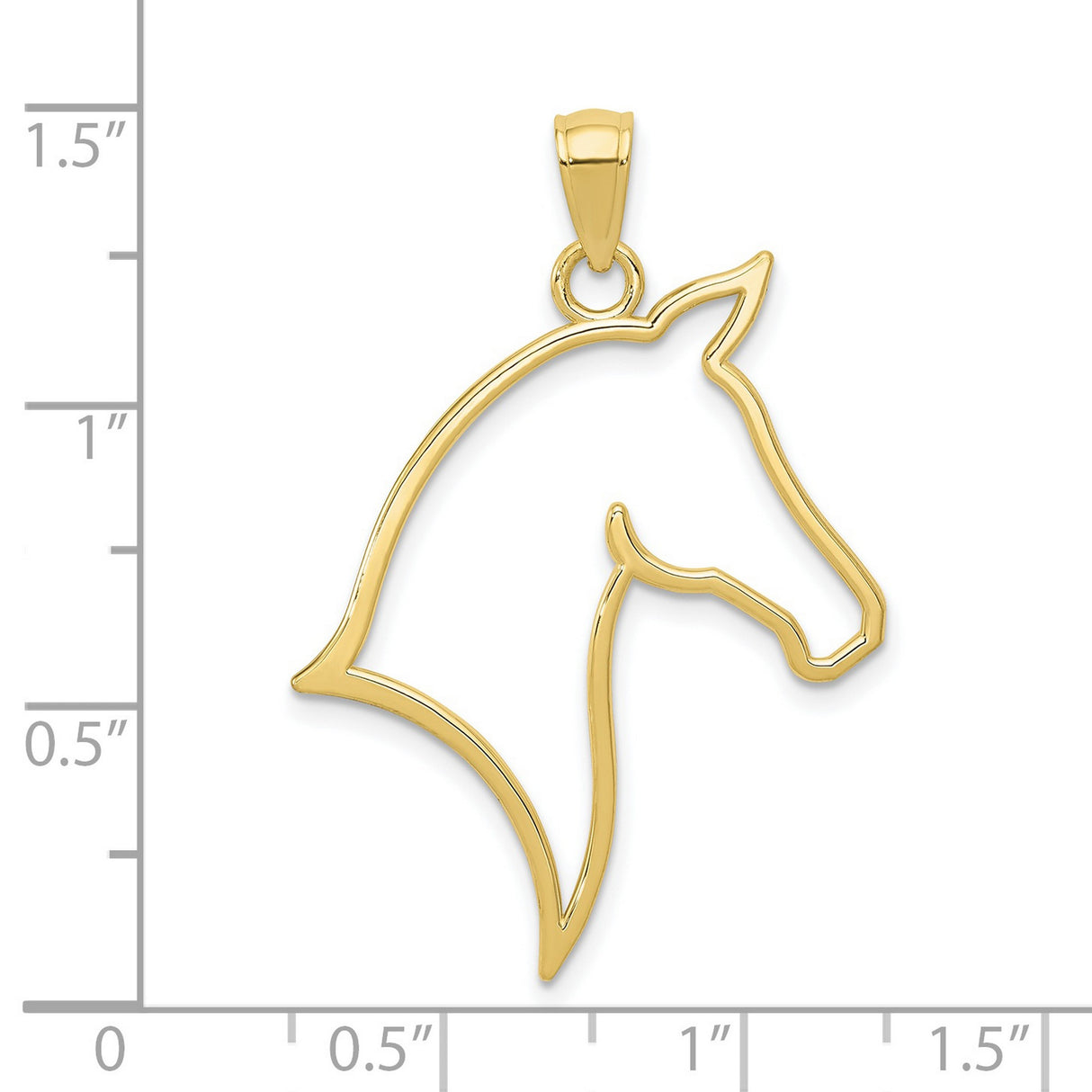 10k Yellow Gold Horse Head Outline Pendant, Equestrian Silhouette Animal Charm