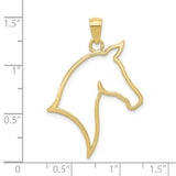 10k Yellow Gold Horse Head Outline Pendant, Equestrian Silhouette Animal Charm