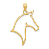 10k Yellow Gold Horse Head Outline Pendant, Equestrian Silhouette Animal Charm