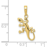 10k Yellow Gold Lizard Pendant, Polished Gecko Design, Unisex Animal Jewelry