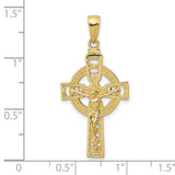 10k Yellow Gold Crucifix Cross Pendant with Jesus, Celtic Filigree Religious Design