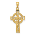 10k Yellow Gold Crucifix Cross Pendant with Jesus, Celtic Filigree Religious Design