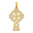 10k Yellow Gold Cross Pendant with Triquetra Charm and Filigree Celtic Design