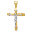 10k Two-Tone Gold Crucifix Cross Pendant with Cubic Zirconia, Christian Religious Jewelry