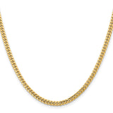 10K Yellow Gold 3.5 mm Polished Chain Necklace, Solid