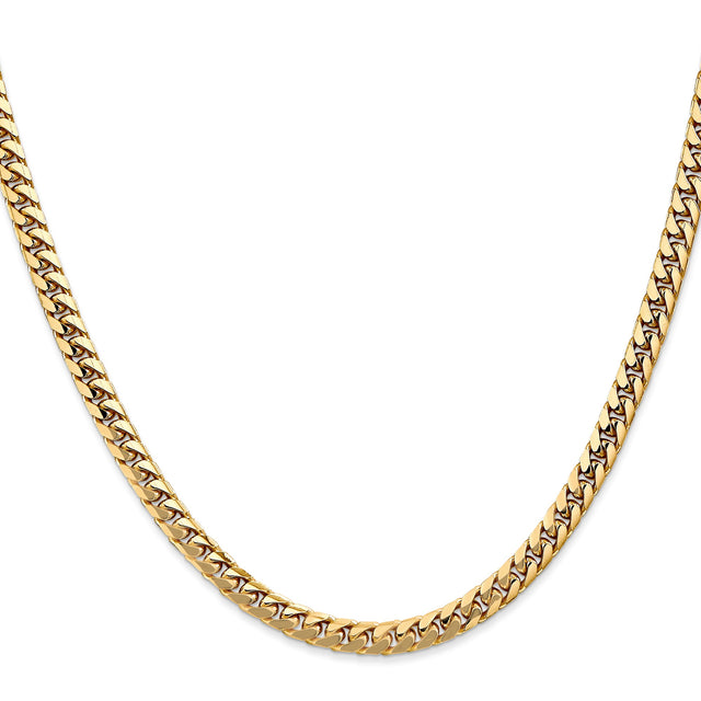 10K Yellow Gold 4.3 mm Polished Chain Necklace, Solid