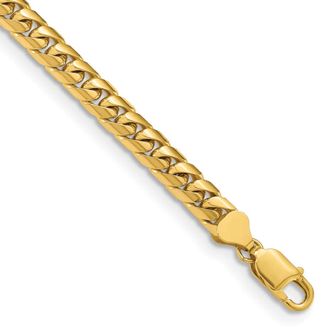 10K Yellow Gold 6.75 mm Polished Chain Anklet, Solid alternate angle