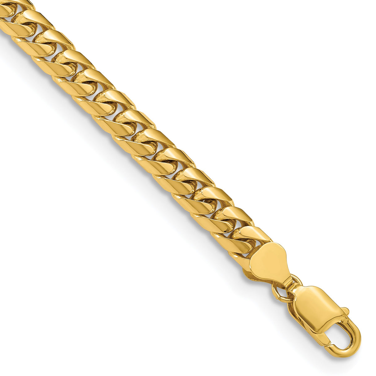 10K Yellow Gold 6.75 mm Polished Chain Bracelet, Solid alternate angle