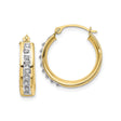 10k Yellow Gold Hoop Earrings with Diamond Accents, Two-Tone Channel Set Design