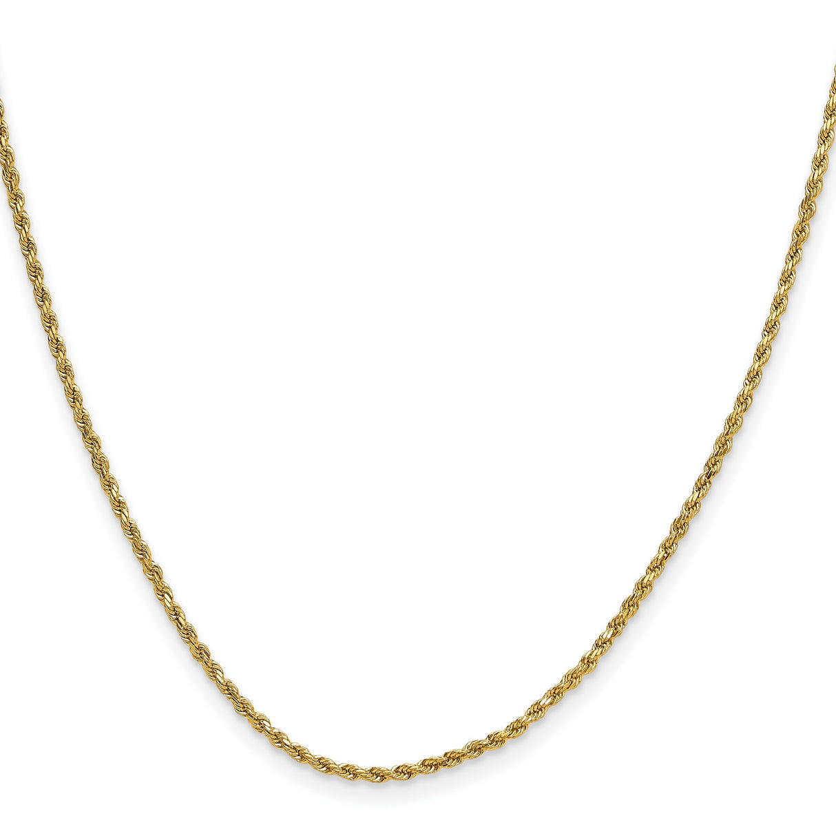 10K Yellow Gold 2 mm Rope Chain Necklace, Polished