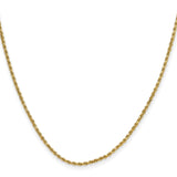 10K Yellow Gold 2 mm Rope Chain Necklace, Polished