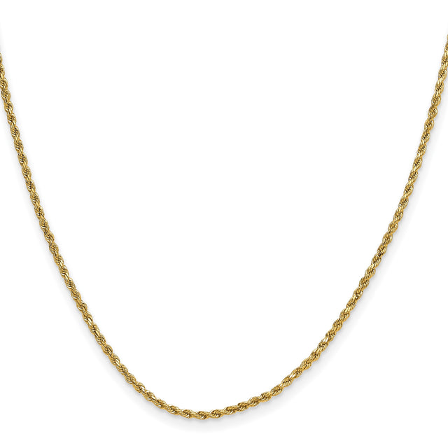 10K Yellow Gold 2 mm Rope Chain Necklace, Polished