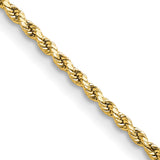 10K Yellow Gold 2 mm Rope Chain Necklace, Polished detail view