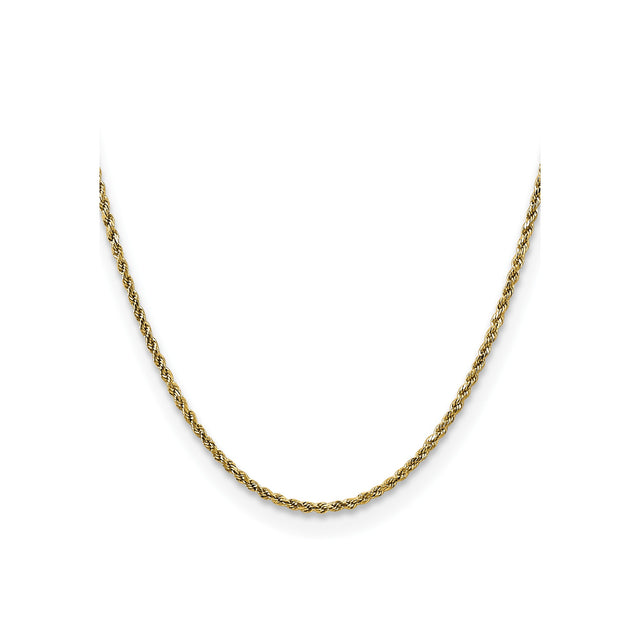 10K Yellow Gold 2.25 mm Rope Chain Necklace, Polished