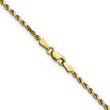 10K Yellow Gold 2.25 mm Rope Chain Necklace, Polished alternate angle