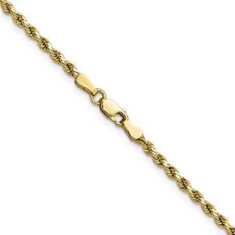 10K Yellow Gold 2.5 mm Rope Chain Necklace, Polished alternate angle