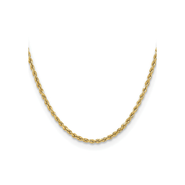 10K Yellow Gold 3 mm Rope Chain Necklace, Polished