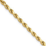 10K Yellow Gold 3 mm Rope Chain Necklace, Polished detail view